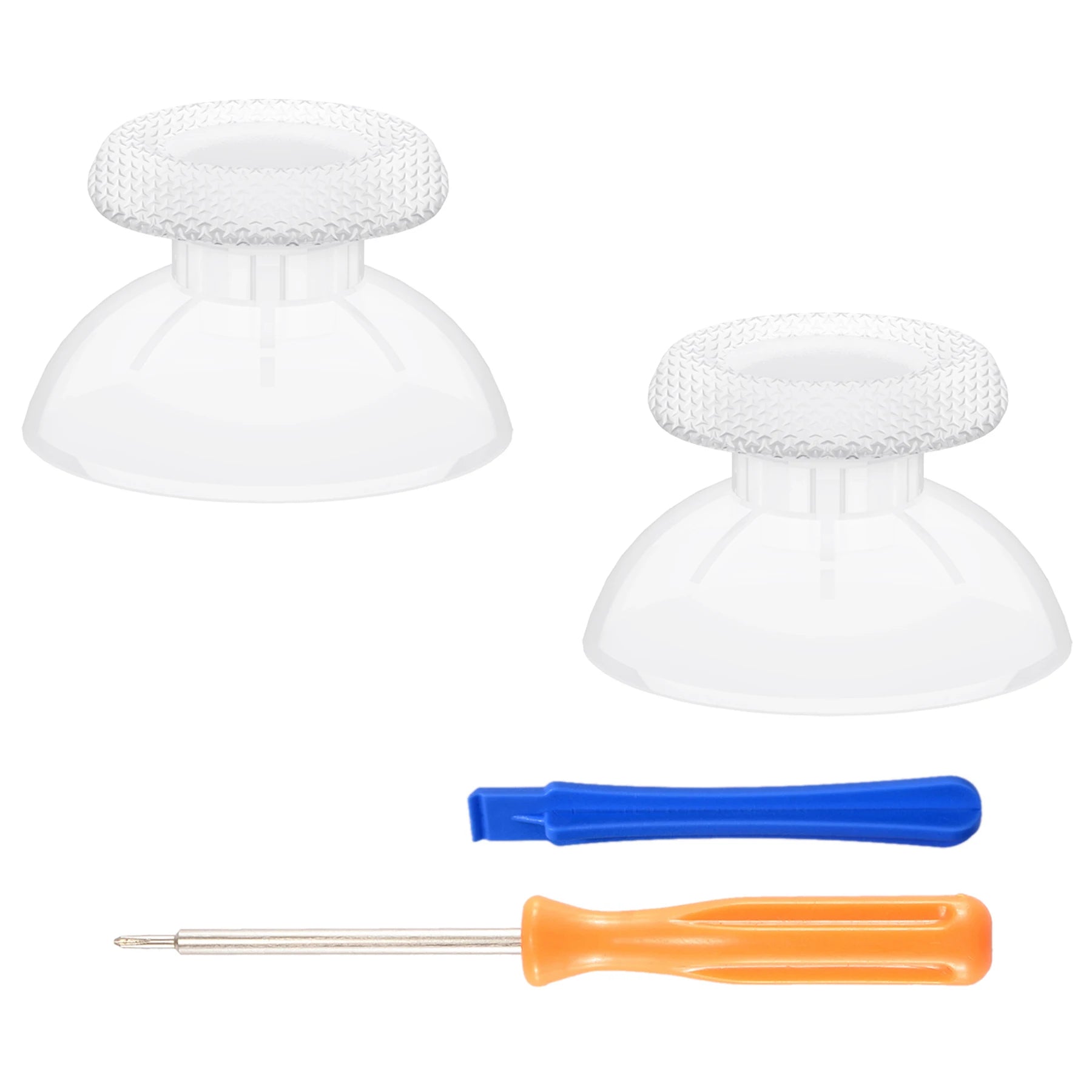 eXtremeRate 2 PCS Clear 3D Joystick Caps for PS5 for PS4 All Model Controllers Replacement Thumbsticks Analog Thumb Sticks Grip