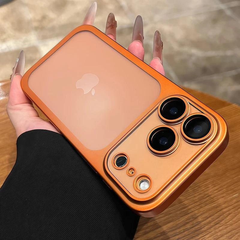 Luxury Plating Nano Matte Translucent Case For iPhone 17 16 Plus 15 14 13 Pro Max Air Lens Protection Matte BackPlate Hard Cover