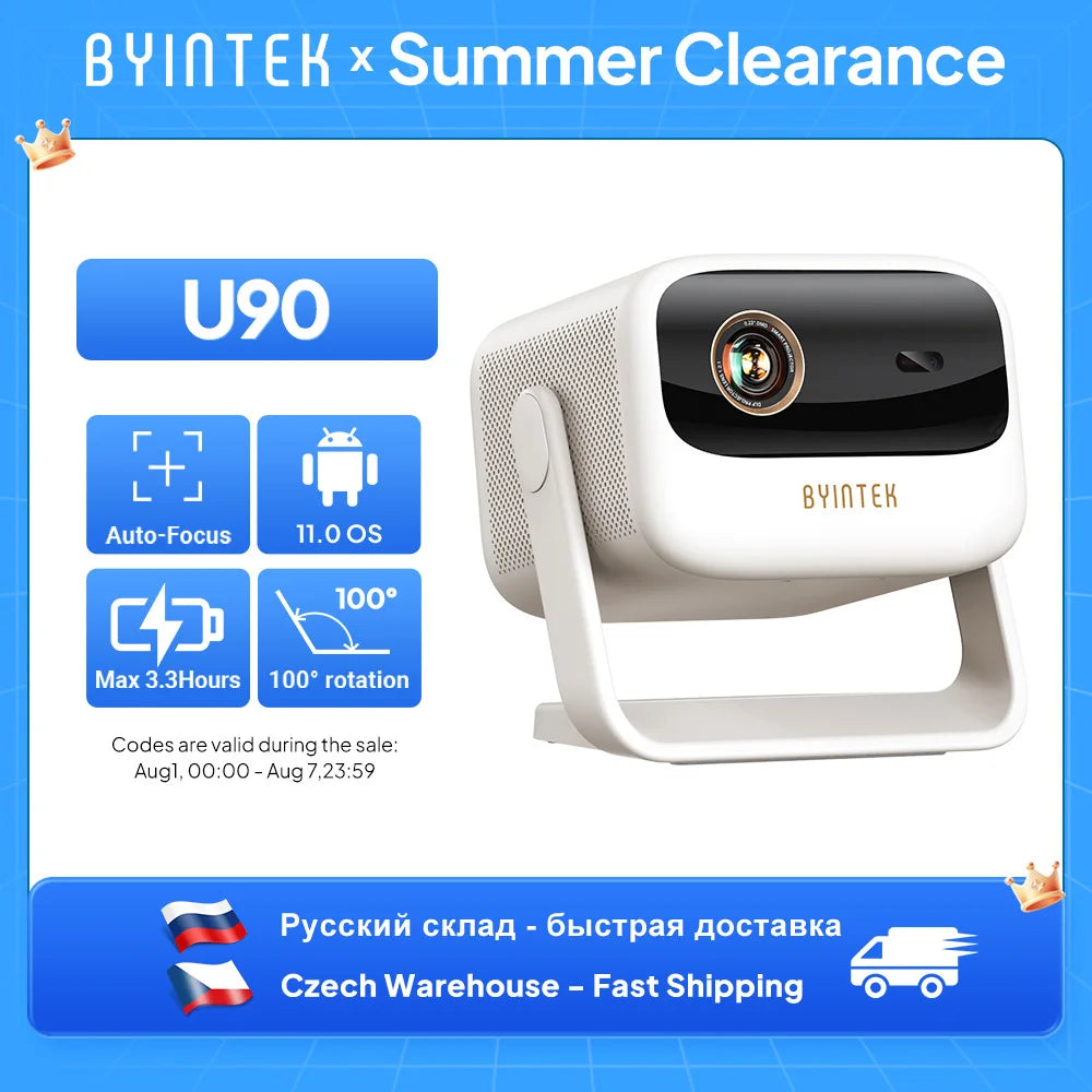Proyector BYINTEK U90 4K – Google TV, WiFi y Batería Integrada