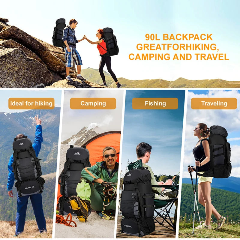 Mochila de Camping 90L – Trekking, Senderismo y Viaje Hombre/Mujer