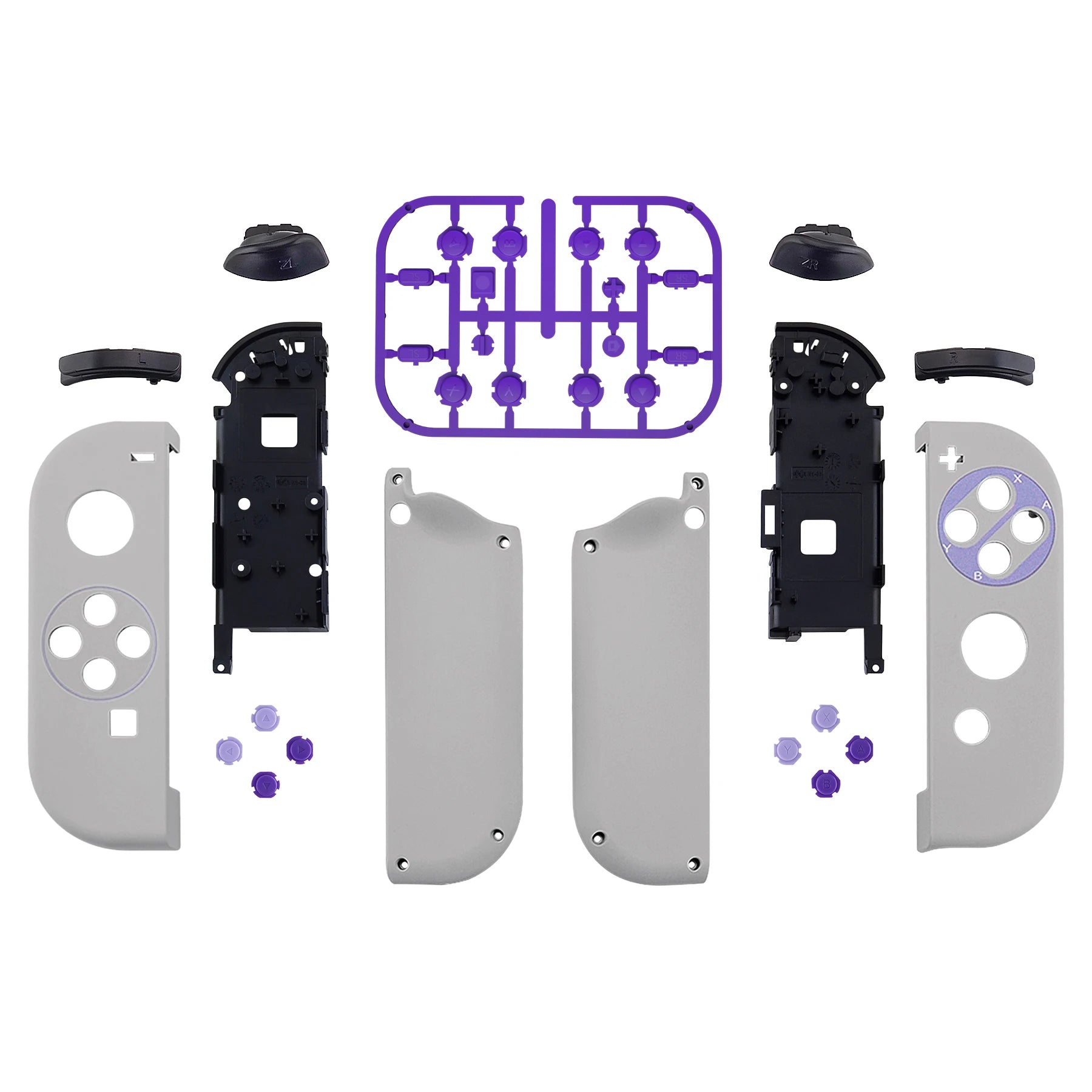 eXtremeRate Custom Patterned Controller Housing Shell Case with Full Set Buttons for NS Switch JoyCon & OLED Joycon - Wood Grain
