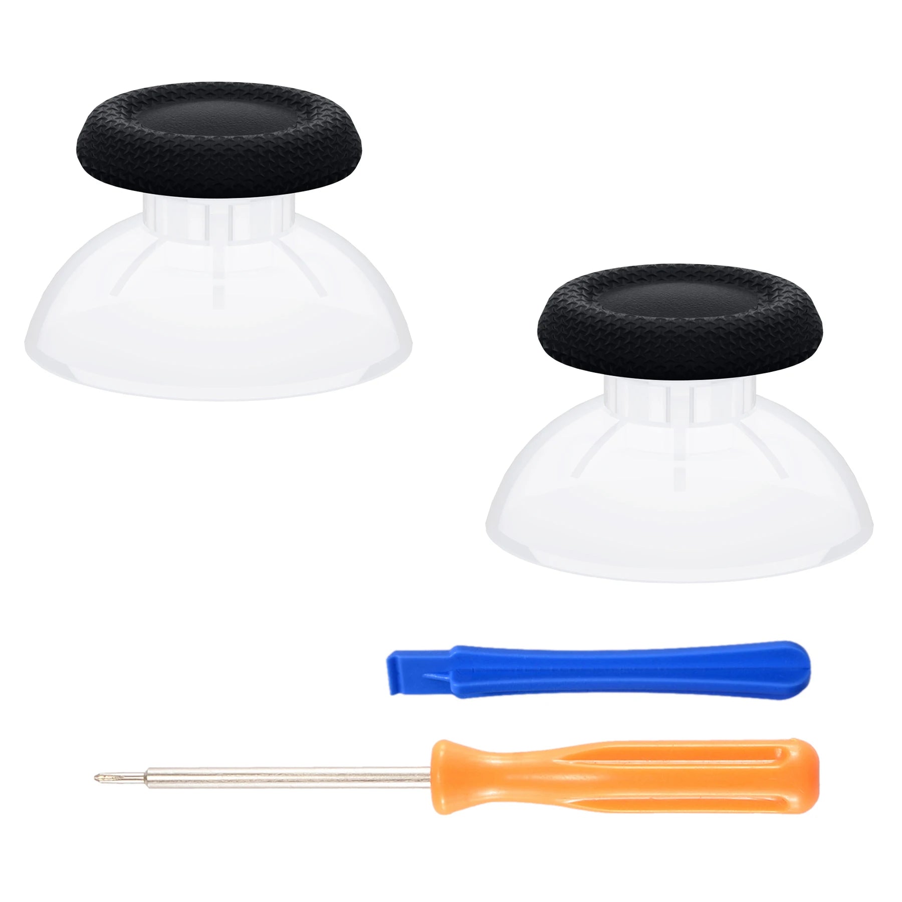 eXtremeRate 2 PCS Clear 3D Joystick Caps for PS5 for PS4 All Model Controllers Replacement Thumbsticks Analog Thumb Sticks Grip