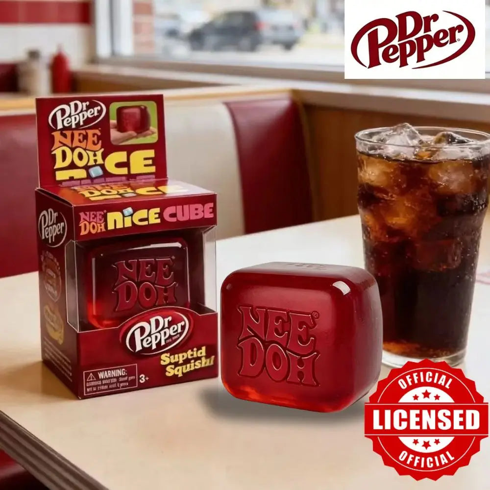 Dr Pepper x NeeDoh Nice Cube Squishy Soft Squeeze Fidget Cube Stress Relief Anxiety Relief Sensory Toy for Kids and Adults