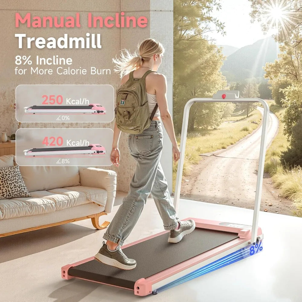 Walking Pad Treadmill with Handle Bar,Walking Pad with Incline 8%,2.5HP Quiet Under Desk 320 lbs 2 in 1Treadmills, Customized