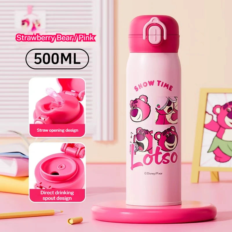 Disney Children's 316 Stainless Steel Insulated Cup for Primary School Students, Direct Drinking Straw Cup, Double Drinking Cup