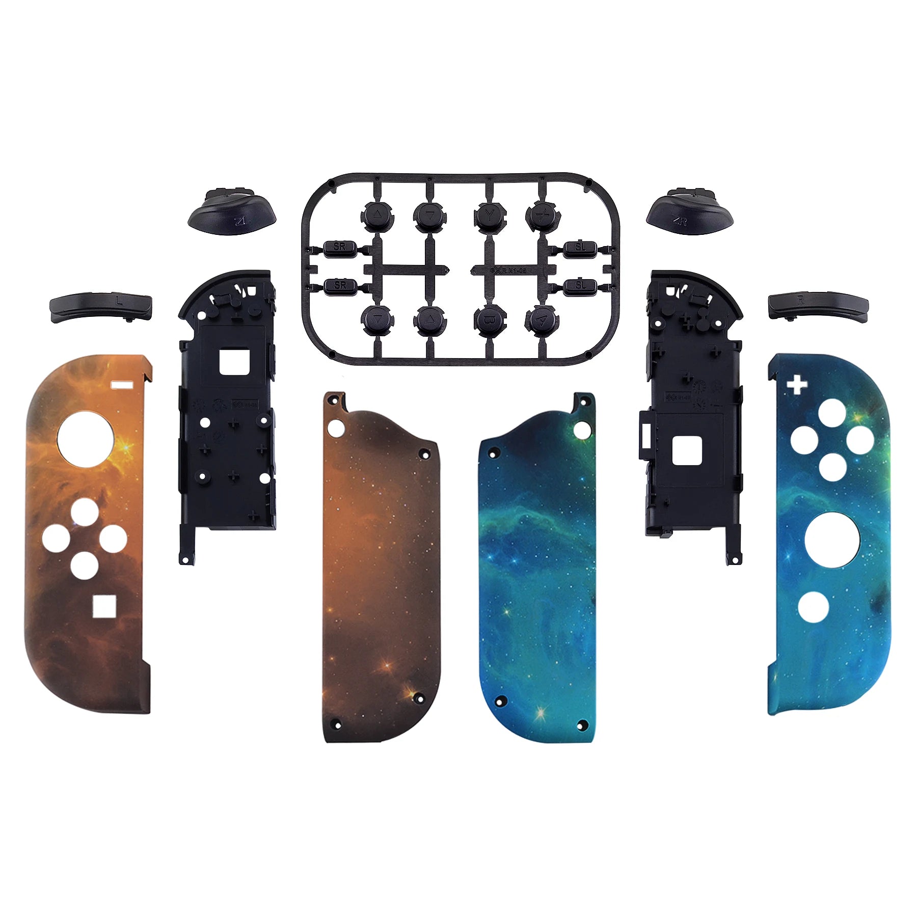 eXtremeRate Custom Patterned Controller Housing Shell Case with Full Set Buttons for NS Switch JoyCon & OLED Joycon - Wood Grain