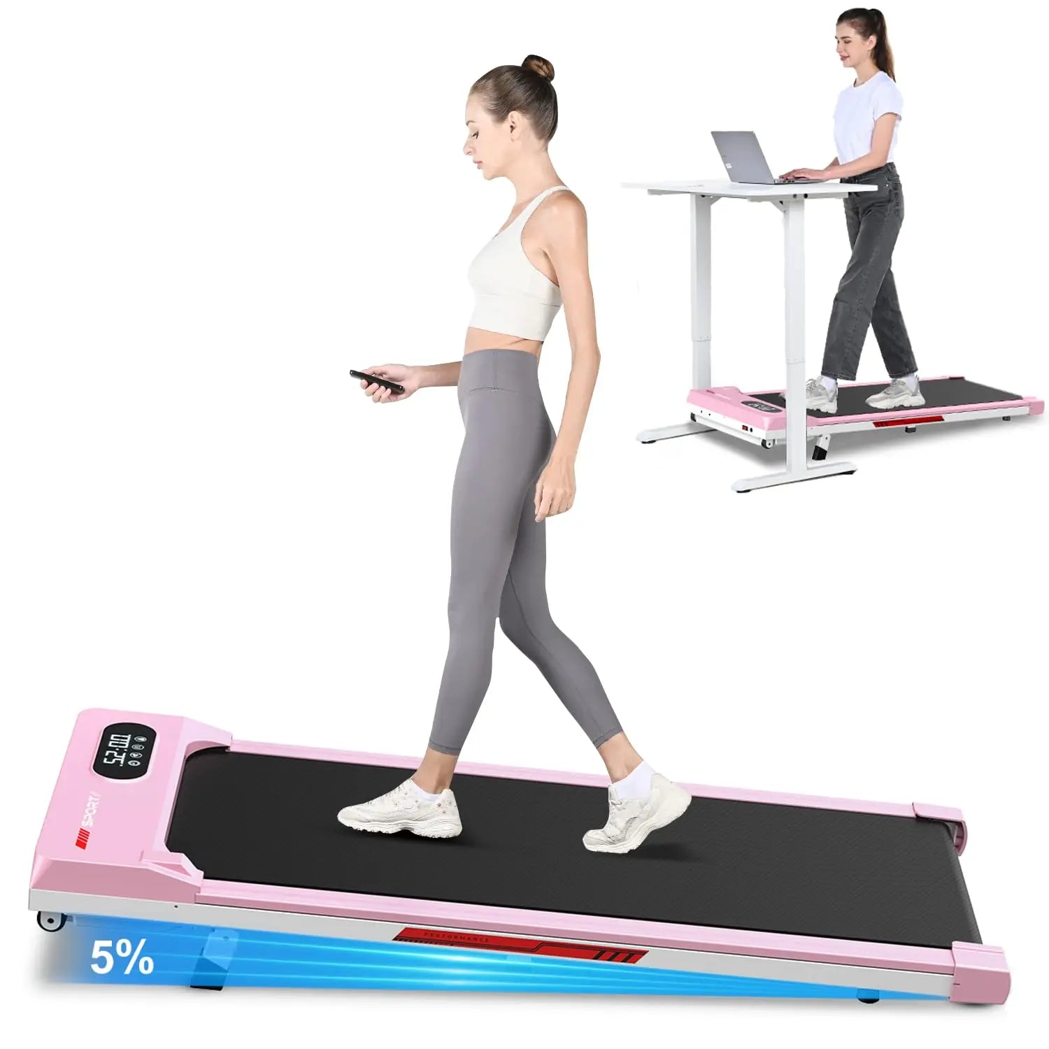 Walking Pad Treadmill with Handle Bar,Walking Pad with Incline 8%,2.5HP Quiet Under Desk 320 lbs 2 in 1Treadmills, Customized