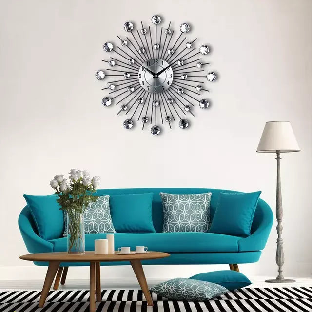 Beautiful New Design Art Deco Metal Framed Round Decorative Large Silent Mechanical Wall Clock for Kitchen