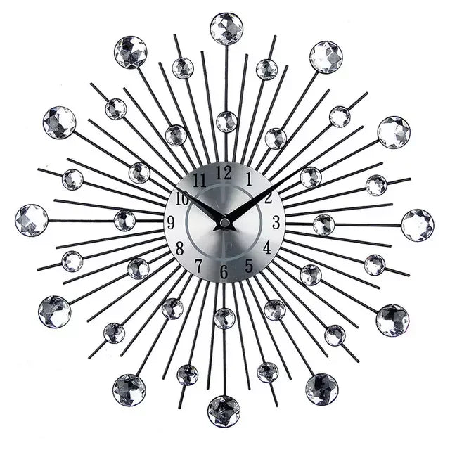 Beautiful New Design Art Deco Metal Framed Round Decorative Large Silent Mechanical Wall Clock for Kitchen