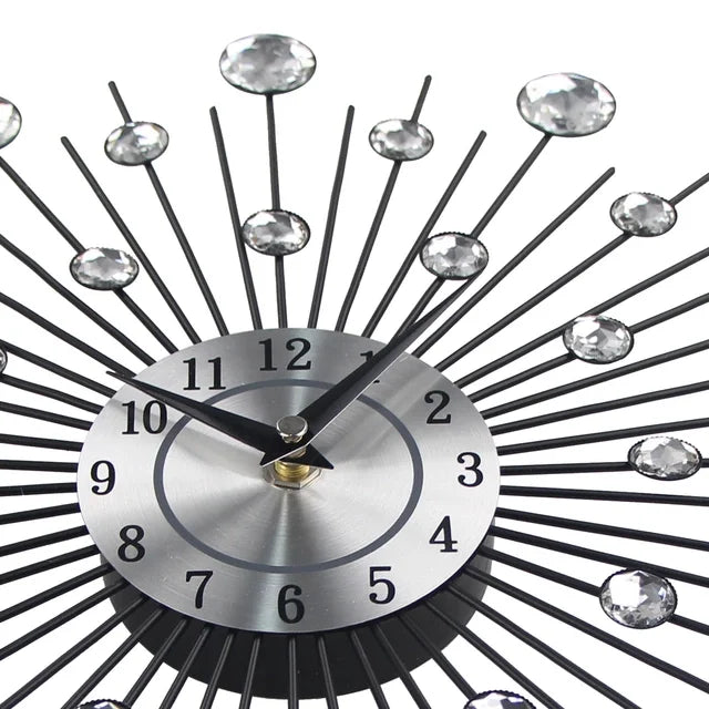 Beautiful New Design Art Deco Metal Framed Round Decorative Large Silent Mechanical Wall Clock for Kitchen